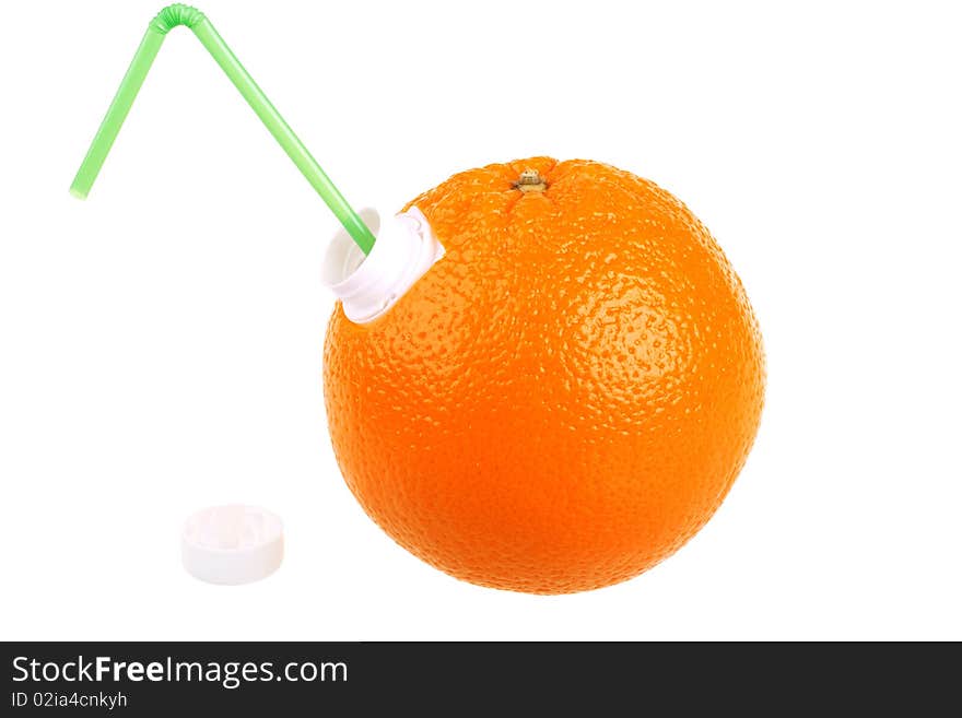 Orange With Coctail Straw