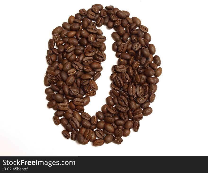 Coffee grain made of grains of fresh fragrant coffee