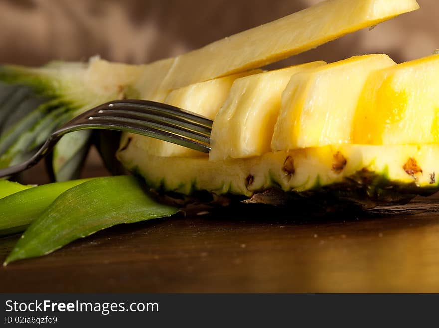 Pineapple On Wood Table