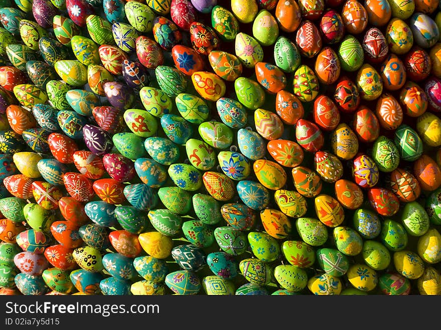 Easter colorful eggs with traditional ornament on the surface. Easter colorful eggs with traditional ornament on the surface