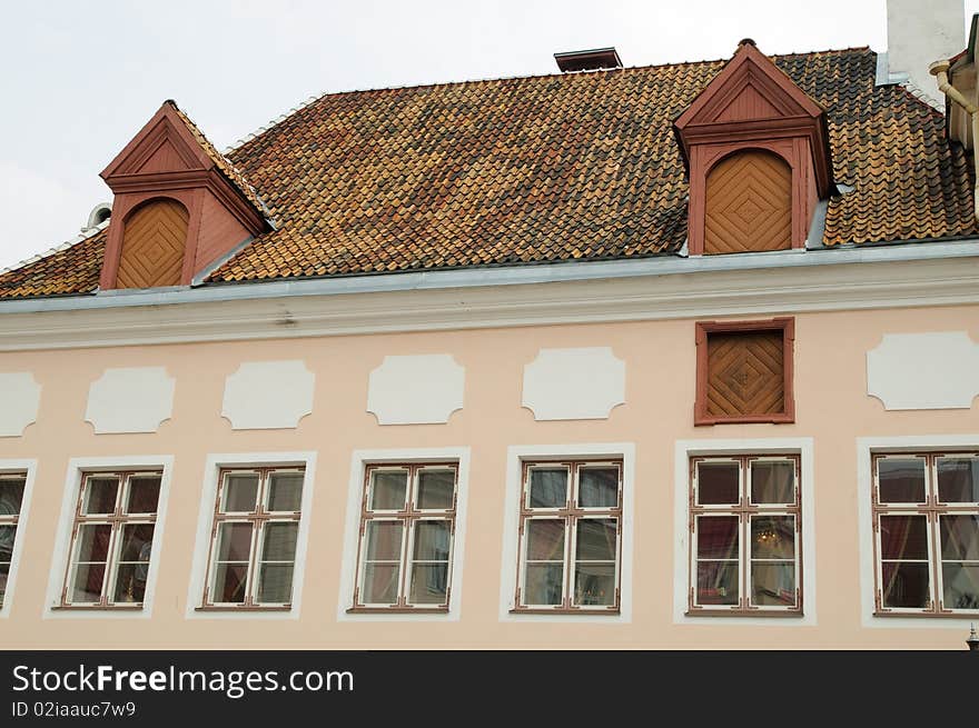 Roof of the historical house with oven heating with old Tplline, Estonia