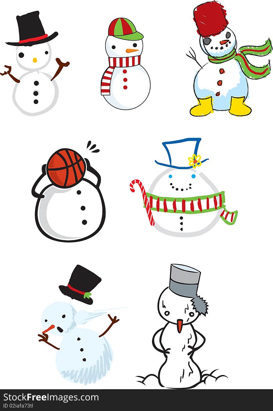 Different illustrations of cute snowmen to bring out the Christmas spirit in all of us!. Different illustrations of cute snowmen to bring out the Christmas spirit in all of us!