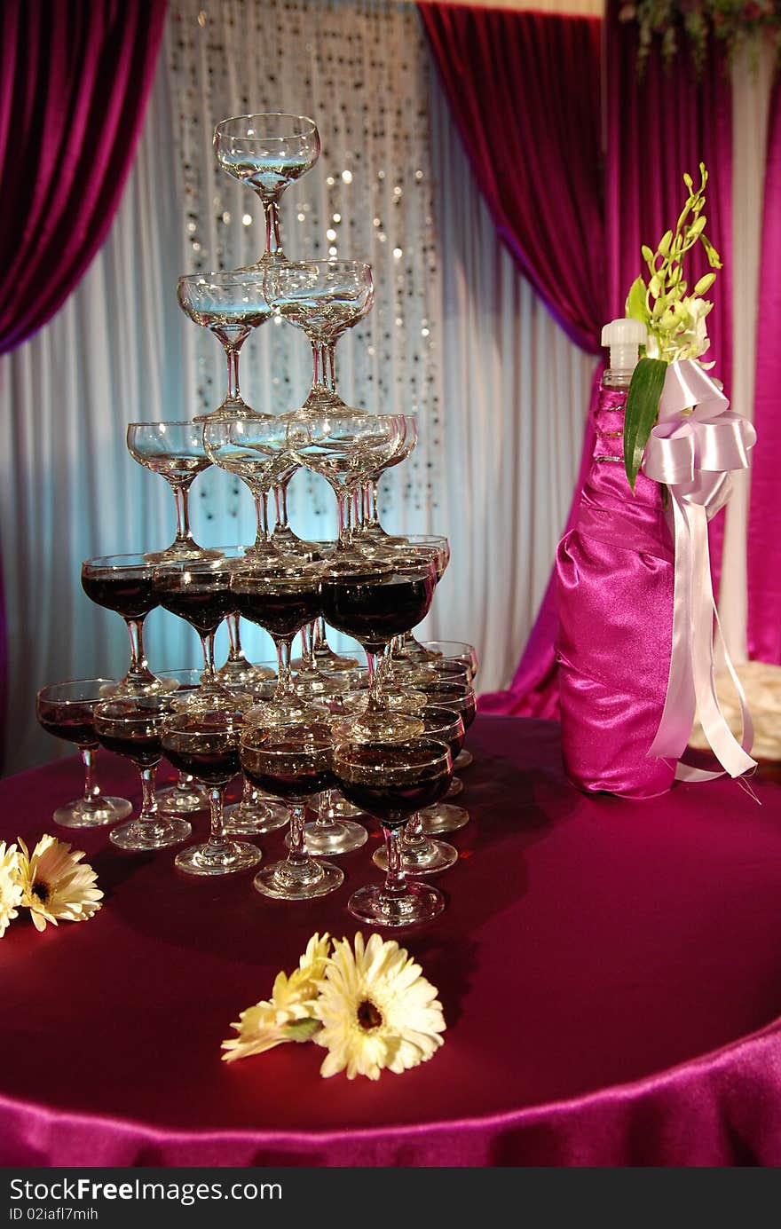 Romantic champagne tower