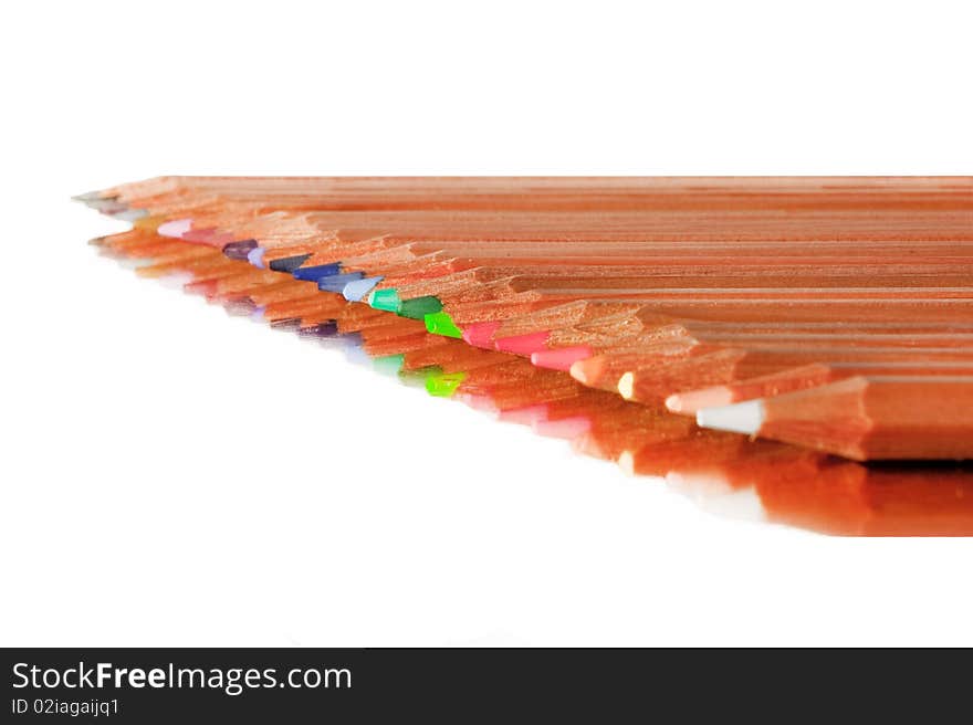 Pencil Row On White Background