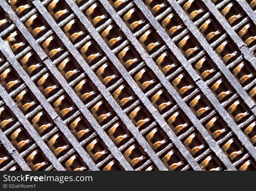 Close up of soldering of a computer chip