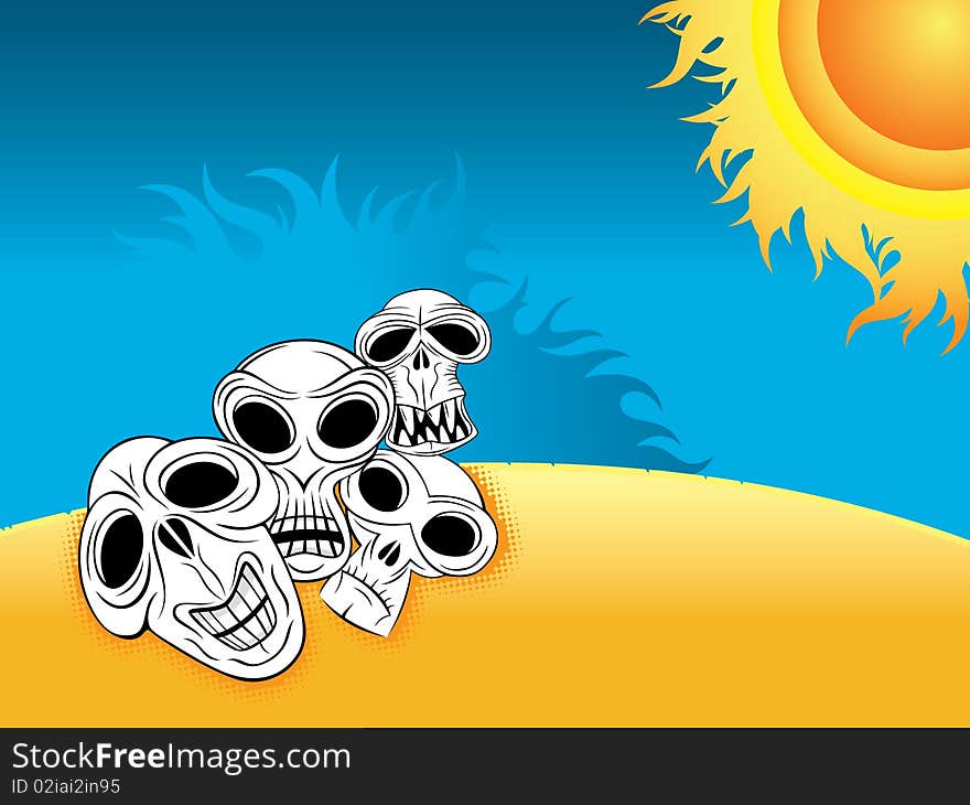 Skulls on the desert beach