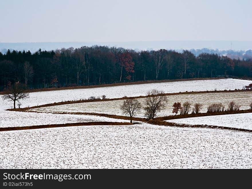 Landscape at winter in Northern Germany