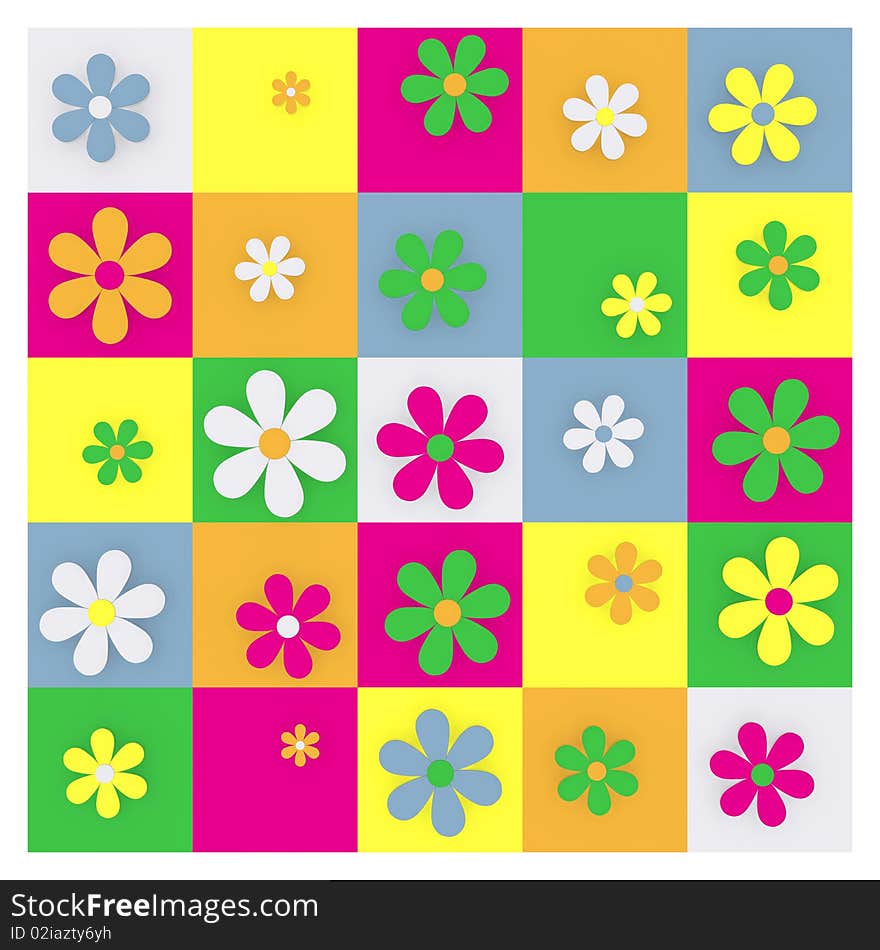 3d Daisies on a grid layout