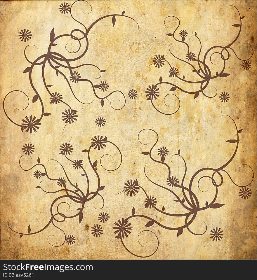 Illustration of abstract floral backgrund in grunge style. Illustration of abstract floral backgrund in grunge style