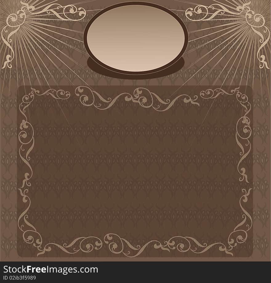 Vector decorative brown background with ornament. Vector decorative brown background with ornament