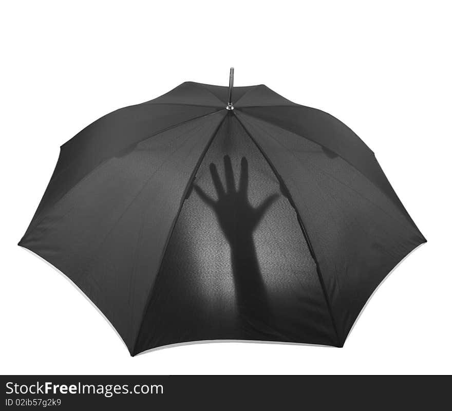 Umbrella with hand silhouette