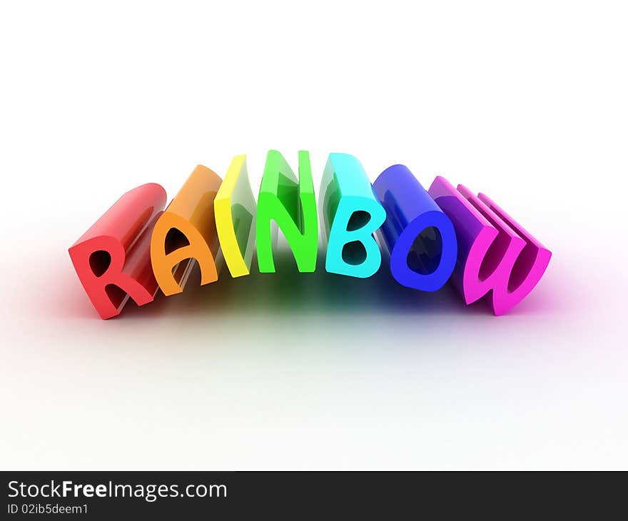 Illustration of a word a rainbow, from different colours