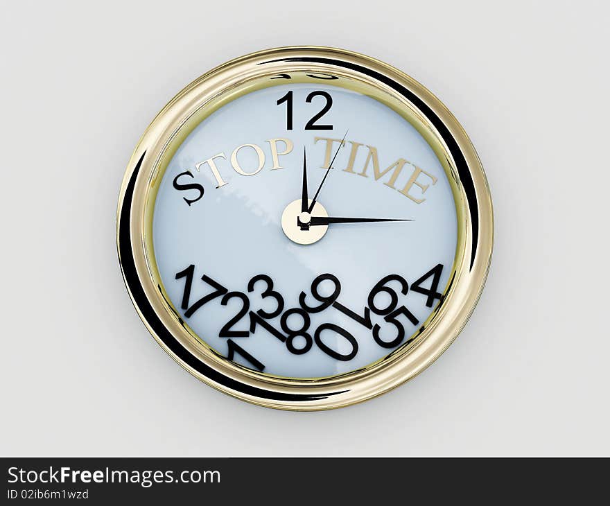 Clock with numbers have fallen.Stop Time. 3D