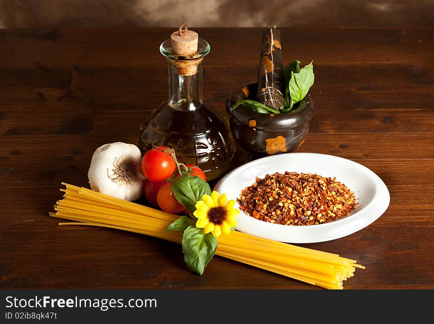 Spaghetti With Garlic And Oil Chilli Sauce