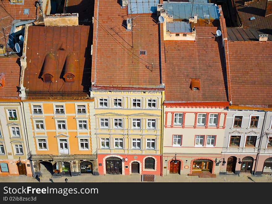 Old houses.Square in Lvov, Ukraine