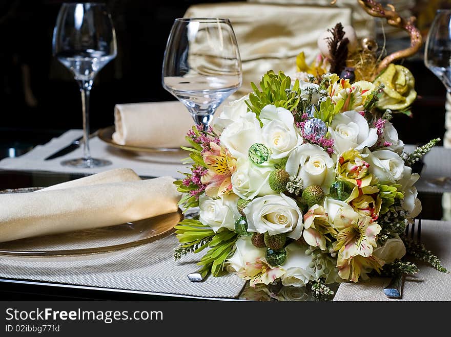 Decorated table in the restaurant