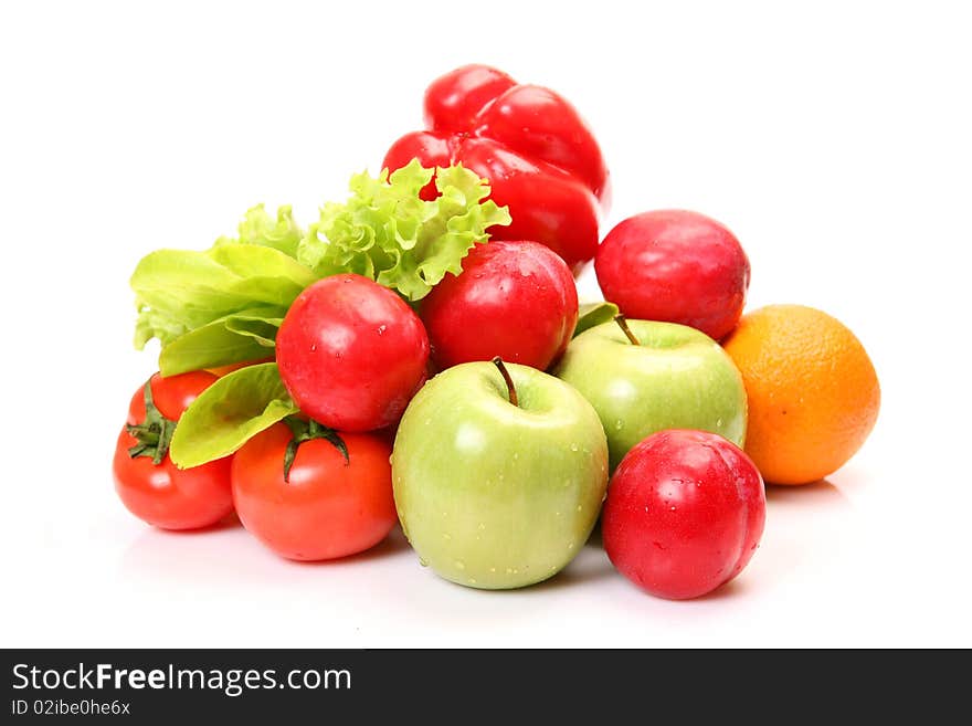 Fresh fruit on a white background