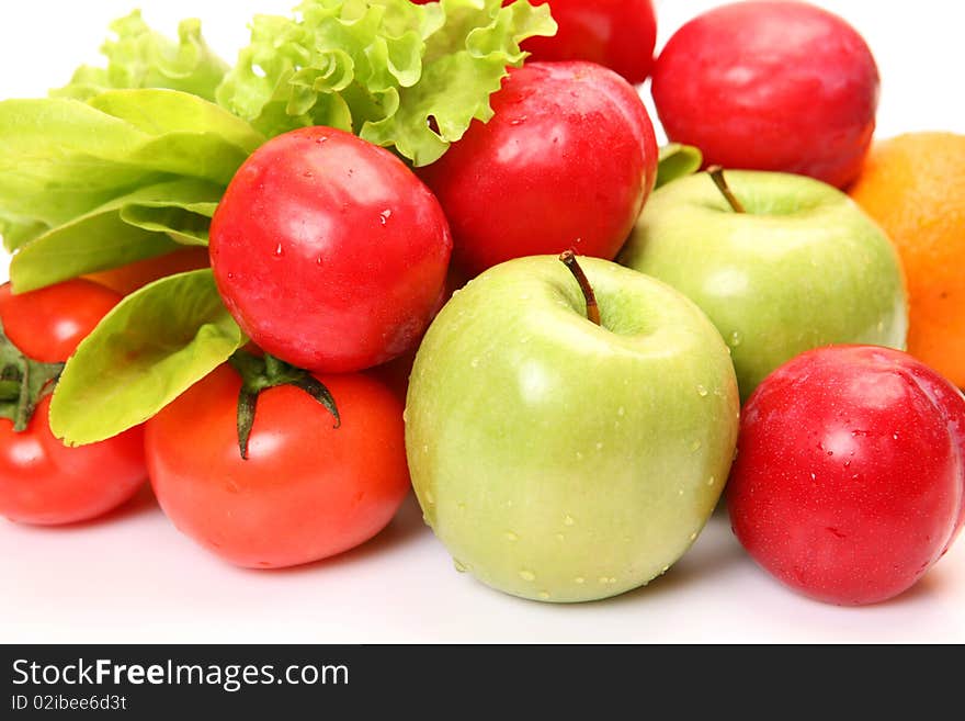 Fresh fruit on a white background