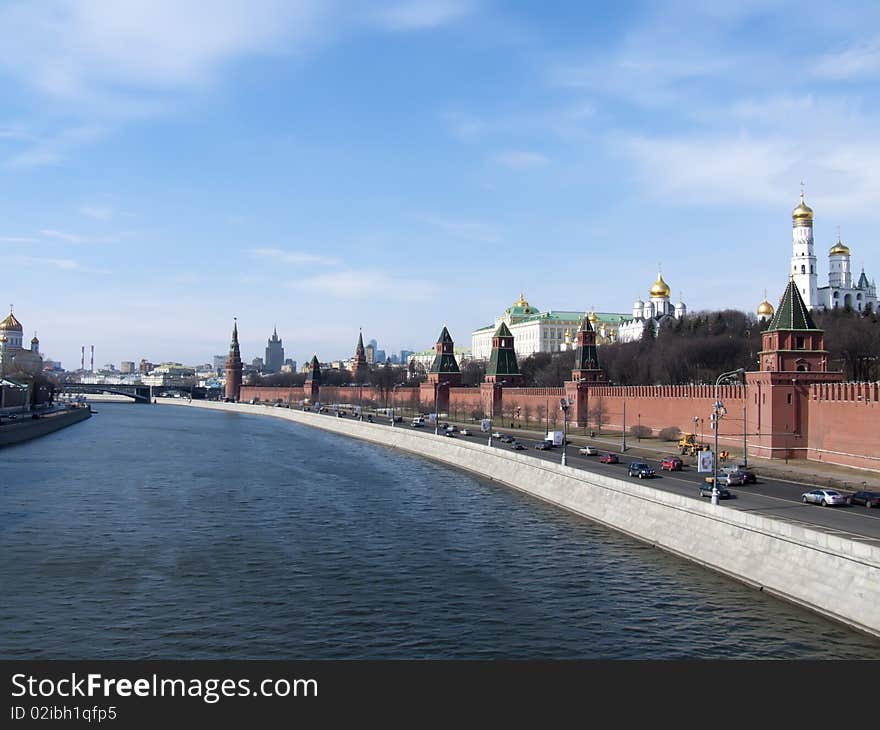 Kind of the Kremlin quay. Moscow. Russia. Spring.