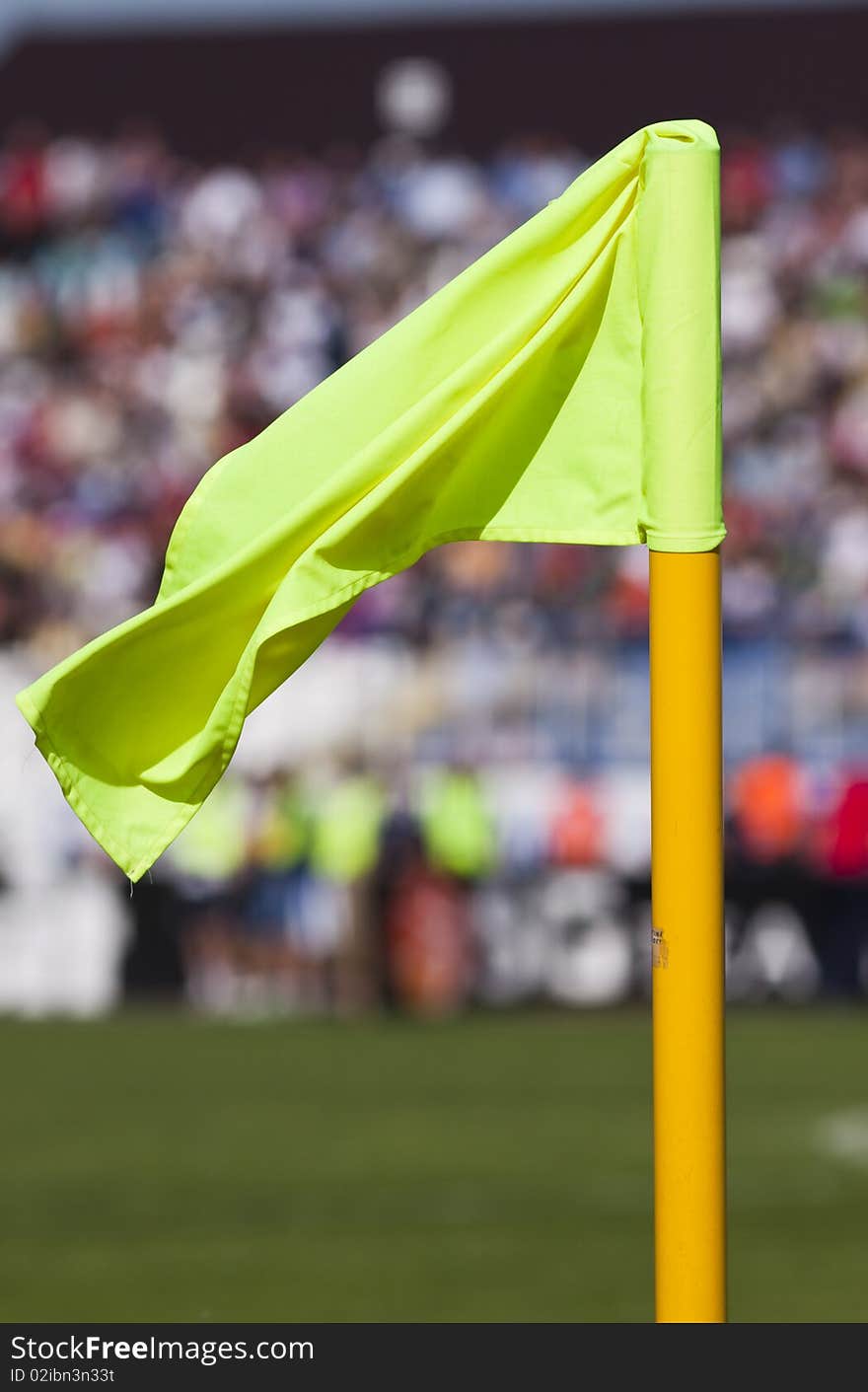 Corner flag in a soccer field