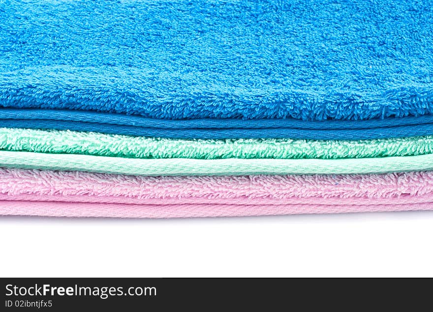 Color towels isolated on white background