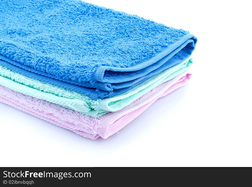 Color towels isolated on white background