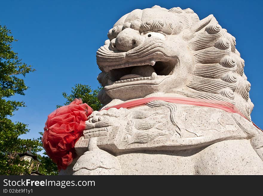 The great chinese face in baromraja temple thailand