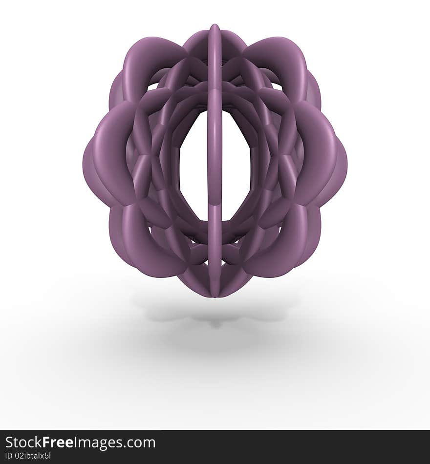 Abstract object looking like the atom symbol in isolated background, a 3d image. Abstract object looking like the atom symbol in isolated background, a 3d image