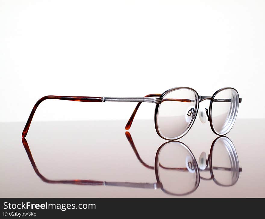 Closeup of Eyeglasses Isolated on White Background