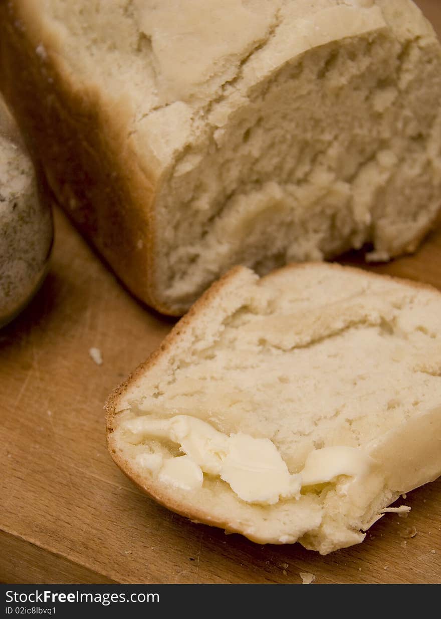 Freshly baked bread and home made butter. Freshly baked bread and home made butter