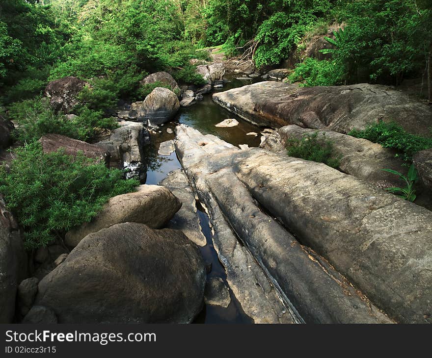 Nang Rong waterfall in the summer without water it. Nang Rong waterfall in the summer without water it.