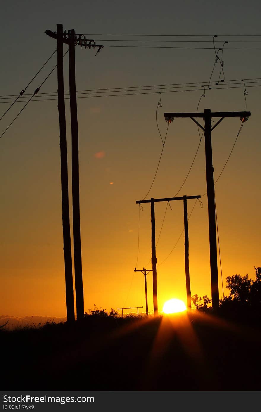 Power line sunset