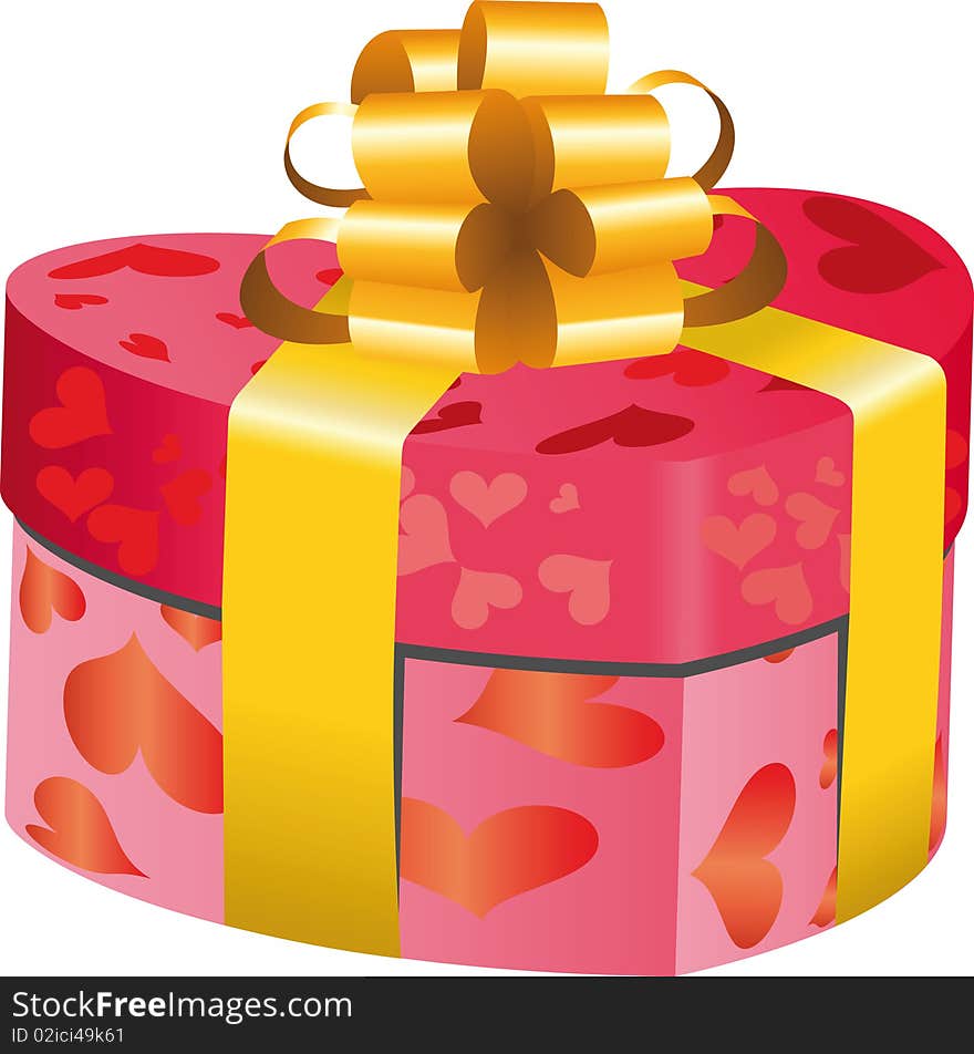 Red gift box. Vector Illustration