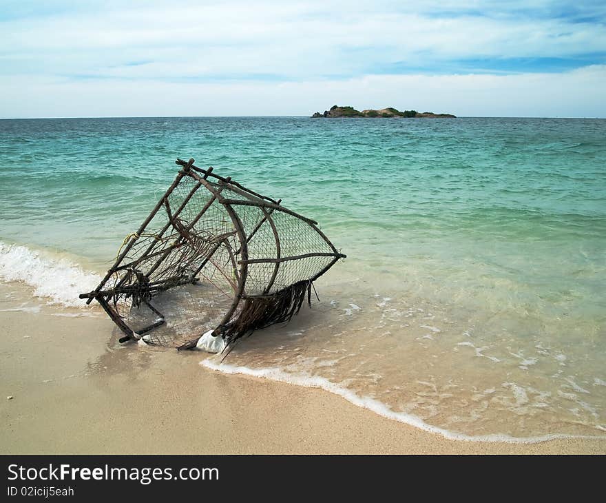 Remains of the fishing beach during the day. Remains of the fishing beach during the day