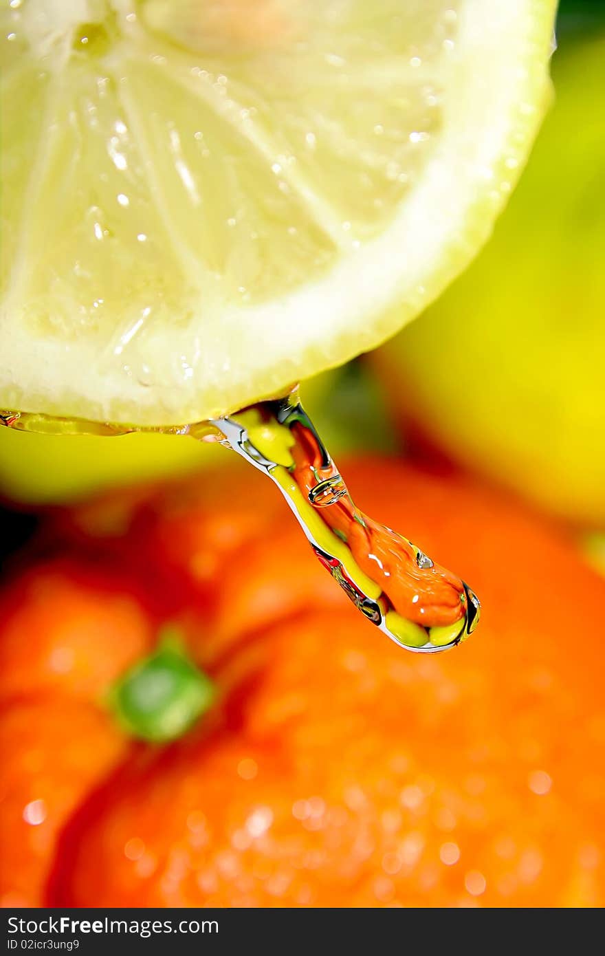 Fresh tropical fruits with dropping water. Fresh tropical fruits with dropping water.