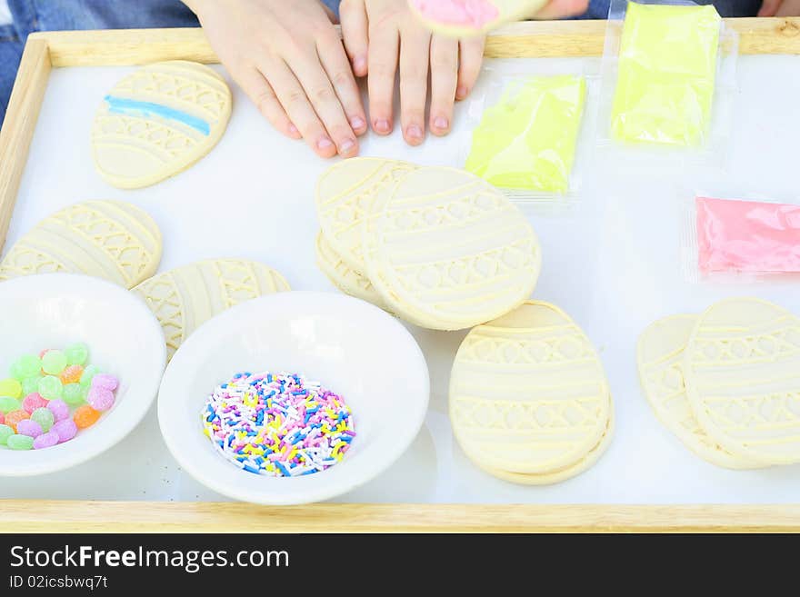 Shot of cookies, icing and sprinkles