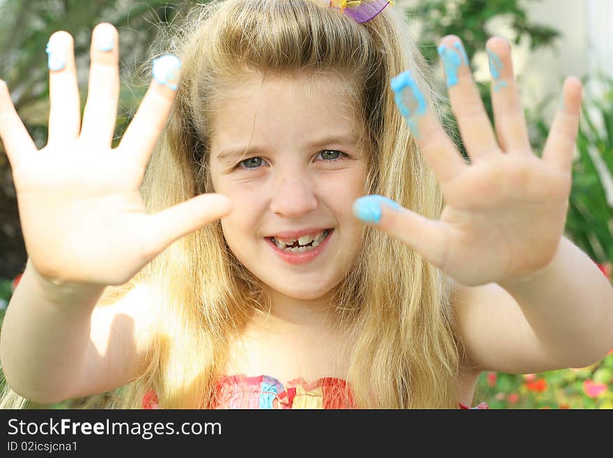 Shot of frosting on hands