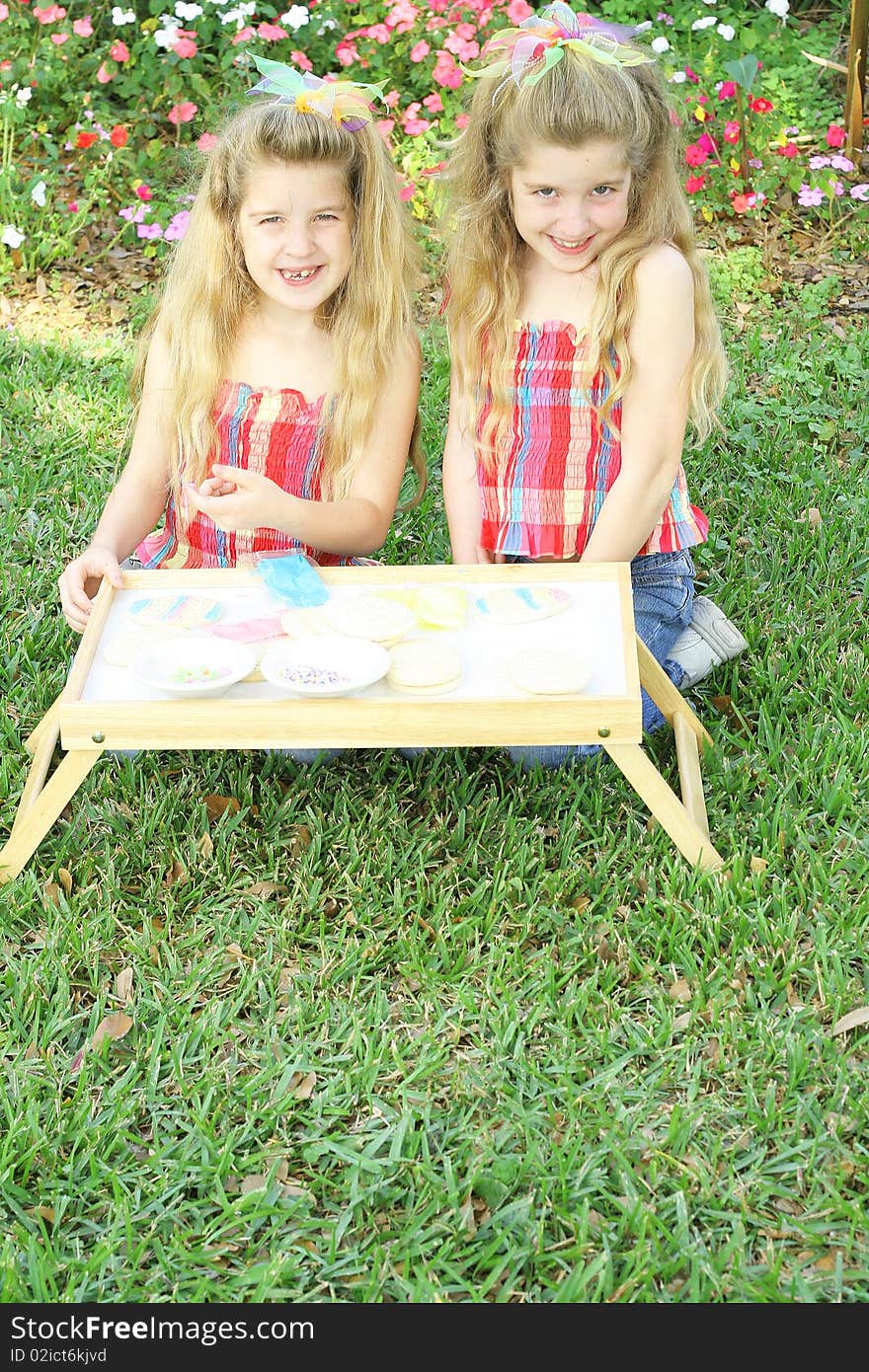 Shot of cute little girls outside