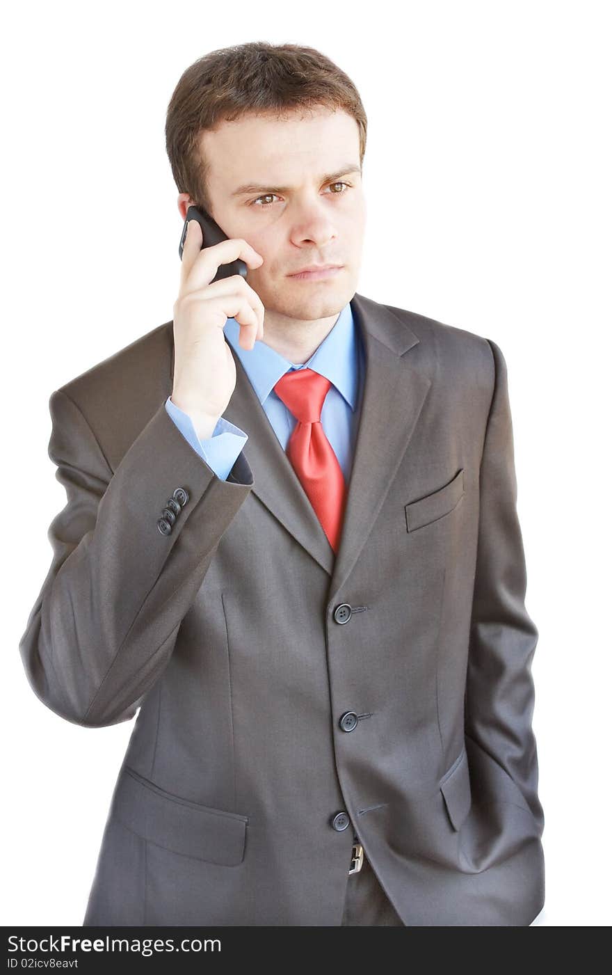 The businessman speaking by phone