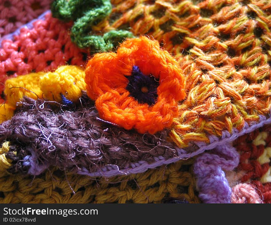 Orange Crochet Flower Closeup