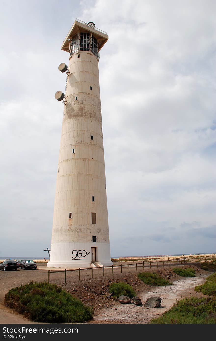 A lighthouse in the town of Jandia in fuerteventura. A lighthouse in the town of Jandia in fuerteventura