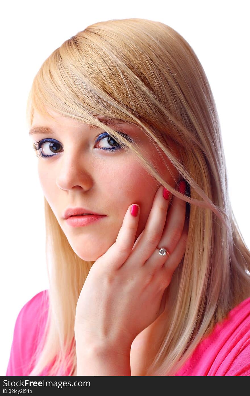 Portrait of beautiful blond woman, studio shot. Portrait of beautiful blond woman, studio shot