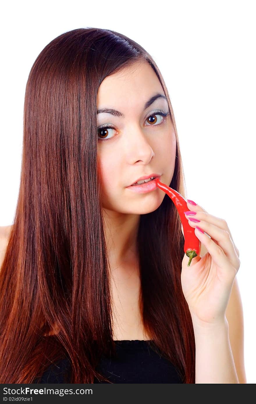 Young woman posing in studio