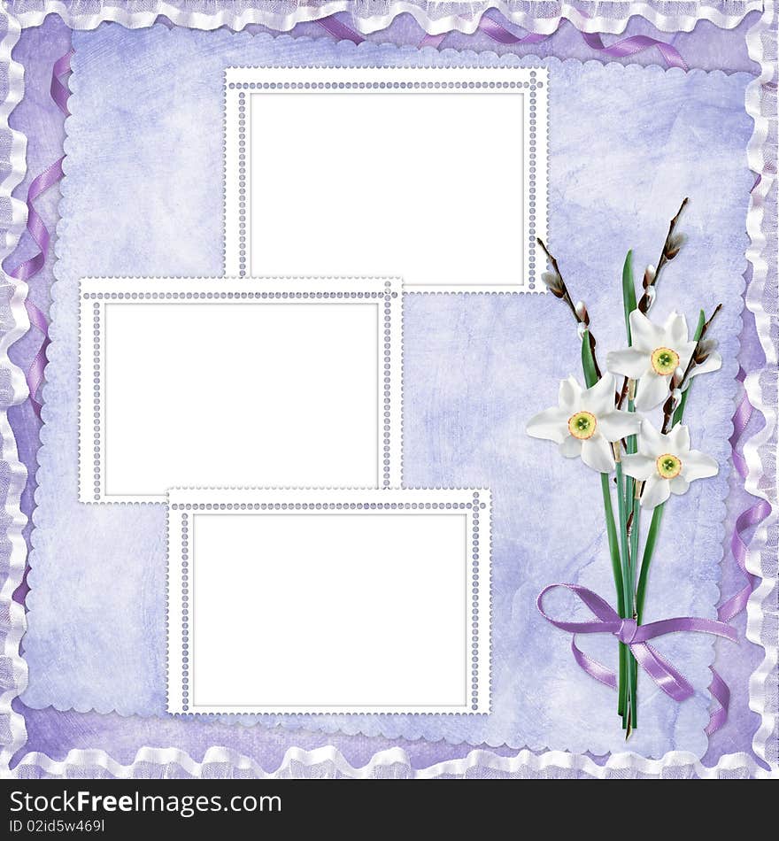 Card for invitation or congratulation with flowers on the abstract background. Card for invitation or congratulation with flowers on the abstract background