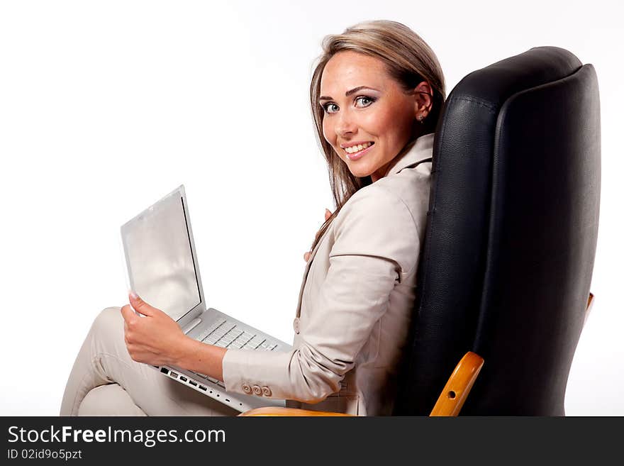 Successful business woman with lap top compute