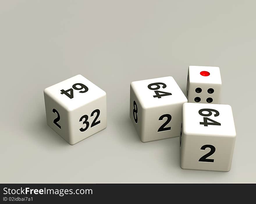 Dice isolated on a gray background