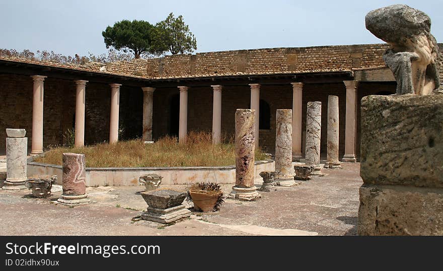 Romans historic villa with ruins in Carthage in Tunisia