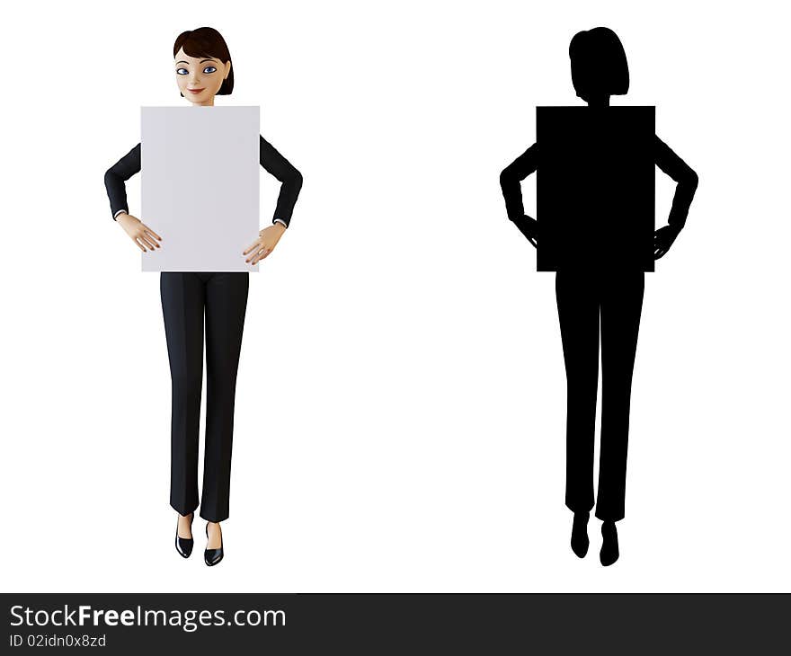 Businesswoman and white panel