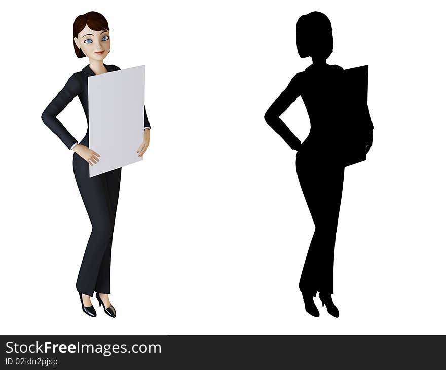 Businesswoman and white panel