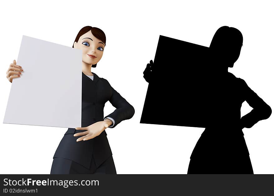 Businesswoman and white panel